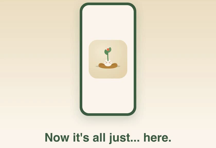 Illustration: a phone with the Roun app icon, captioned "Now it's all just... here."